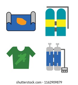 Set of 4 vector icons such as Map, Aqualung, Shirt, Oxygen tank, web UI editable icon pack, pixel perfect
