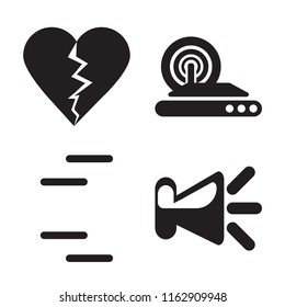 Set of 4 vector icons such as Dislike, Wireless internet, , Speaker, web UI editable icon pack, pixel perfect