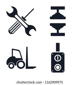 Set of 4 vector icons such as Tools, Machine press, Forklift, Switch, web UI editable icon pack, pixel perfect