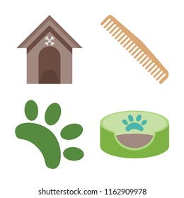 Set of 4 vector icons such as Kennel, Comb, Animal, Pet bed, web UI editable icon pack, pixel perfect