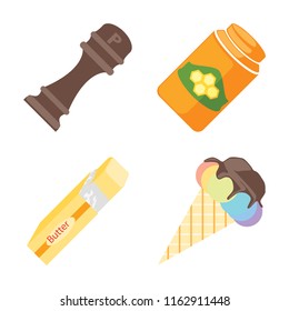 Set of 4 vector icons such as Pepper, Honey, Butter, Ice cream, web UI editable icon pack, pixel perfect