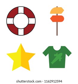 Set of 4 vector icons such as Lifebuoy, Pointer, Star, Shirt, web UI editable icon pack, pixel perfect
