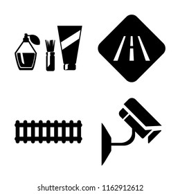 Set of 4 vector icons such as Cosmetics, Road, Train, Cctv, web UI editable icon pack, pixel perfect