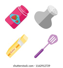 Set of 4 vector icons such as Jam, Salt, Butter, Spatula, web UI editable icon pack, pixel perfect