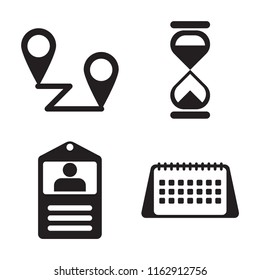 Set of 4 vector icons such as Placeholders, Hourglass, Id card, Calendar, web UI editable icon pack, pixel perfect