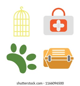 Set of 4 vector icons such as Bird cage, First aid, Animal, Animal carrier, web UI editable icon pack, pixel perfect
