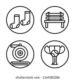 Set of 4 vector icons such as Socks, Bench, Pitching machine, Cup, web UI editable icon pack, pixel perfect