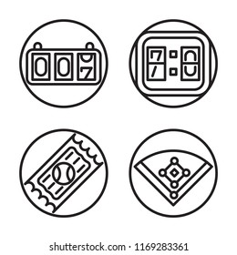 Set of 4 vector icons such as Counter, Scoreboard, Ticket, Field, web UI editable icon pack, pixel perfect