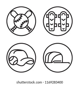 Set of 4 vector icons such as Emblem, Shin guards, Cap, web UI editable icon pack, pixel perfect