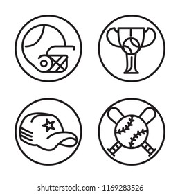 Set of 4 vector icons such as Helmet, Cup, Baseball cap, Emblem, web UI editable icon pack, pixel perfect