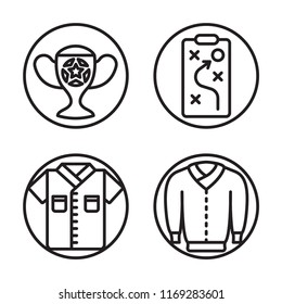 Set of 4 vector icons such as Trophy, Tactics, Uniform, Jacket, web UI editable icon pack, pixel perfect