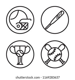 Set of 4 vector icons such as Helmet, Bat, Cup, Emblem, web UI editable icon pack, pixel perfect
