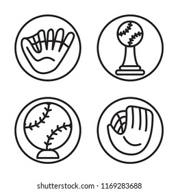 Set of 4 vector icons such as Catcher, Trophy, Baseball, web UI editable icon pack, pixel perfect