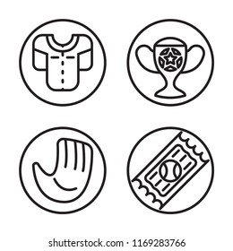 Set of 4 vector icons such as Jacket, Trophy, Baseball glove, Ticket, web UI editable icon pack, pixel perfect