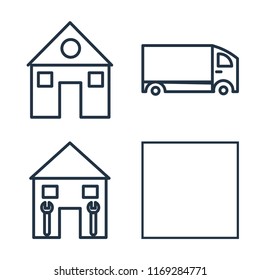 Set of 4 vector icons such as House, Delivery truck, Home repair, Tractor, web UI editable icon pack, pixel perfect
