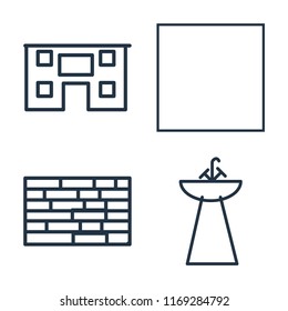 Set of 4 vector icons such as House, Tractor, Brick wall, Sink, web UI editable icon pack, pixel perfect