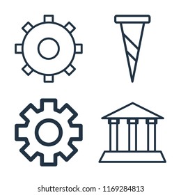 Set of 4 vector icons such as Settings, Screw, Museum, web UI editable icon pack, pixel perfect