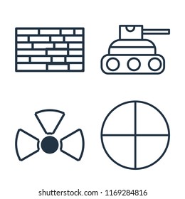 Set of 4 vector icons such as Brick wall, Tank, Nuclear, Windows, web UI editable icon pack, pixel perfect