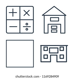 Set of 4 vector icons such as Calculator, Warehouse, Tractor, House, web UI editable icon pack, pixel perfect
