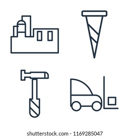 Set of 4 vector icons such as Factory, Screw, Hammer, Forklift, web UI editable icon pack, pixel perfect