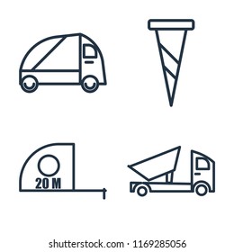 Set of 4 vector icons such as Truck, Screw, Measuring tape, Dumper, web UI editable icon pack, pixel perfect