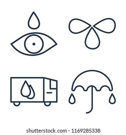 Set of 4 vector icons such as Drop, Drops, Delivery truck, Umbrella, web UI editable icon pack, pixel perfect