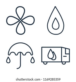 Set of 4 vector icons such as Drop, Water, Umbrella, Delivery truck, web UI editable icon pack, pixel perfect