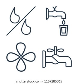 Set of 4 vector icons such as Percent, Water, Drop, Faucet, web UI editable icon pack, pixel perfect