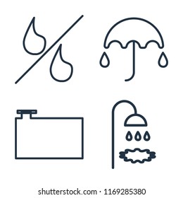 Set of 4 vector icons such as Percent, Umbrella, Water Container, Shower, web UI editable icon pack, pixel perfect
