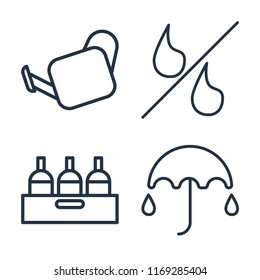Set of 4 vector icons such as Watering Can, Percent, Bottle, Umbrella, web UI editable icon pack, pixel perfect