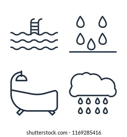 Set of 4 vector icons such as Swimming pool, Drops, Bathtub, Rain, web UI editable icon pack, pixel perfect