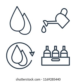 Set of 4 vector icons such as Drop, Watering, Water cycle, Bottle, web UI editable icon pack, pixel perfect