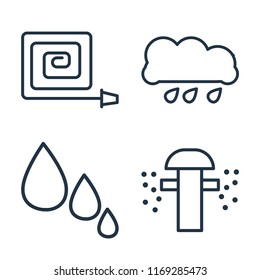 Set of 4 vector icons such as Fire Hose, Rain, Drops, Sprinkler, web UI editable icon pack, pixel perfect