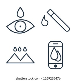 Set of 4 vector icons such as Drop, Test tube, Rainy Landscape, Smartphone, web UI editable icon pack, pixel perfect