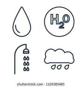 Set of 4 vector icons such as Drop, H2o, Shower, Rain, web UI editable icon pack, pixel perfect