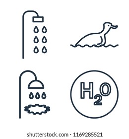 Set of 4 vector icons such as Shower, Duck, H2o, web UI editable icon pack, pixel perfect