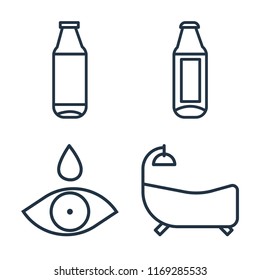 Set of 4 vector icons such as Bottle, Drop, Bathtub, web UI editable icon pack, pixel perfect