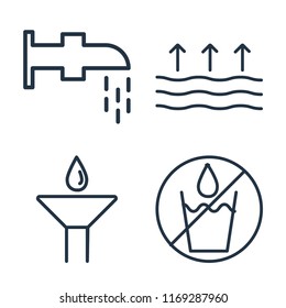 Set of 4 vector icons such as Watertap, Evaporation, Drop, No water, web UI editable icon pack, pixel perfect