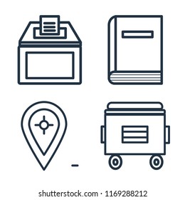 Set of 4 vector icons such as Recycling bin, Library, Placeholder, Recycle web UI editable icon pack, pixel perfect