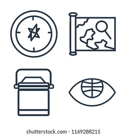 Set of 4 vector icons such as Compass, Map, Lunchbox, Globe, web UI editable icon pack, pixel perfect