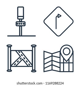 Set of 4 vector icons such as Parking, Turn, Map, web UI editable icon pack, pixel perfect