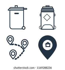 Set of 4 vector icons such as Trash bin, Recycling Destination, Placeholder, web UI editable icon pack, pixel perfect