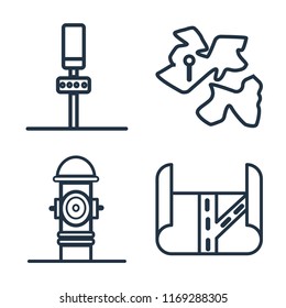 Set of 4 vector icons such as Parking, Africa, Hydrant, Map, web UI editable icon pack, pixel perfect