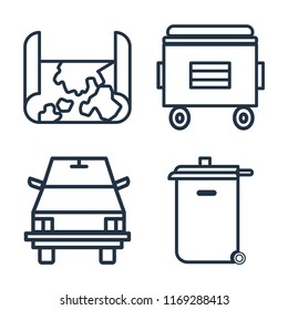 Set of 4 vector icons such as Map, Recycle bin, School bus, web UI editable icon pack, pixel perfect