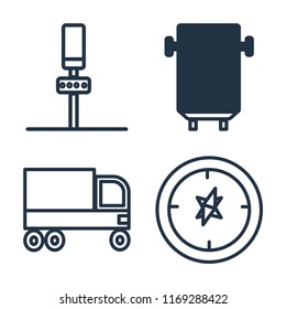Set of 4 vector icons such as Parking, Bus, Garbage truck, Compass, web UI editable icon pack, pixel perfect