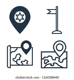 Set of 4 vector icons such as Placeholder, Flag, Map, web UI editable icon pack, pixel perfect