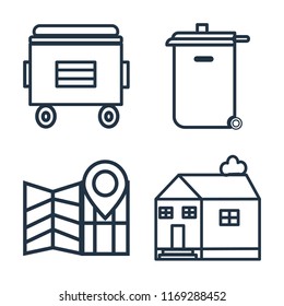 Set of 4 vector icons such as Recycle bin, Map, Church, web UI editable icon pack, pixel perfect