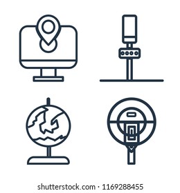 Set of 4 vector icons such as Map, Parking, Globe, Parking meter, web UI editable icon pack, pixel perfect