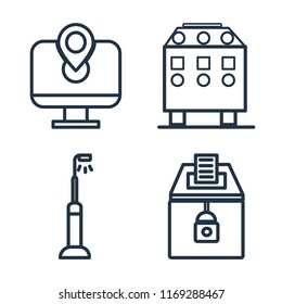 Set of 4 vector icons such as Map, Recycling bin, Street light, Elections, web UI editable icon pack, pixel perfect