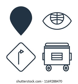 Set of 4 vector icons such as Placeholder, Globe, Turn, Recycle bin, web UI editable icon pack, pixel perfect